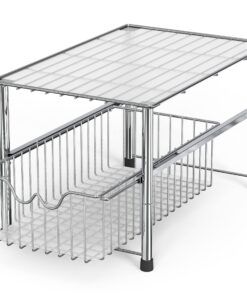 DecoBros Stackable Under Sink Cabinet Sliding Basket Organizer Drawer,Chrome Chrome 25 81jWpIjfUL