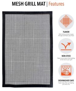 BBQ Butler Non-Stick BBQ Mesh Grill Mat- Perfect For Smokers - Traeger, Green Egg, Kamodo Compatible - 2 Mats 12 81jXd8SKg2L