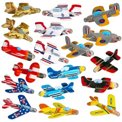 Neliblu Bulk Pack of 72 Airplane Gliders Party Favors for Kids - Party Pack Individually Wrapped Flying Paper Planes – Assorted Designs - for Rewards and Prizes, Pinata Fillers, Carnival Prizes