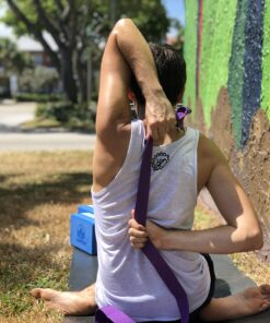 Clever Yoga Strap for Stretching – Yoga Straps in Standard 8 Foot or Extra Long 10 Foot Length 1.5 Inch Wide - Yoga Stretching Strap Thick Durable Cotton with Adjustable D-Ring Purple 96.0 Inches 17 81jZySacCgL