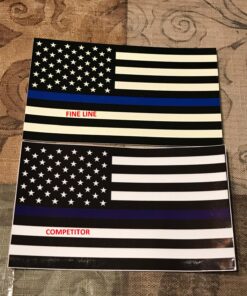 Thin Blue Line Flag Decals - 3x5 in. Black White and Blue American Flag Stickers for Cars, Trucks - in Support of Police and Law Enforcement Officers (2-Pack) 2-pack 32 81jb7fXaopL