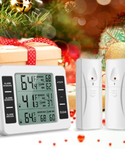 Alternative view of ORIA Refrigerator Thermometer, Wireless Digital Freezer Thermometer with 2 Wireless Sensors, Wireless Indoor Outdoor Thermometer, Audible Alarm, Min and Max Display, LCD Display for Home, Restaurants White