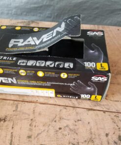 SAS Raven Powder Free Nitrile Disposable Gloves | 7 Mil - Lg | Latex Free, Chemical + Puncture Resistant, Textured Grip, Single Use | for Automotive, Industrial, Janitorial, MRO, Food Service 33 81jfO1vVvWL