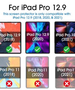 amFilm (2 Pack for iPad Pro 12.9 (2022, 2021, 2020, 2018) Glass Screen Protector for iPad Pro 12.9 inch, Tempered Glass, Ultra Sensitive, Face ID and Apple Pencil Compatible 19 81jgrzhF3XS