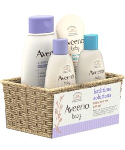 Aveeno Baby Bathtime Solutions Baby & Me Gift Set with Baby Wash & Shampoo, Calming Baby Bath & Wash, Baby Daily Moisturizing Lotion & Stress Relief Body Wash for Mom, Soap-Free, 4 items 26 81jhy1SrHkL