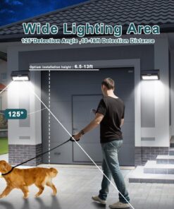 Luposwiten Solar Lights Outdoor Waterproof 100 LED Solar Powered Outdoor Lights, Motion Sensor Outdoor Lights for Front Door, Yard, Garage, Garden, Patio, Deck (4 Pack) 31 81jipLztnjL