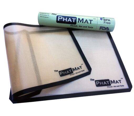 Silicone Baking Mat 2-Pk for Healthy Cooking from The PhatMat- Half Sheet Mat, Saves Time & Money