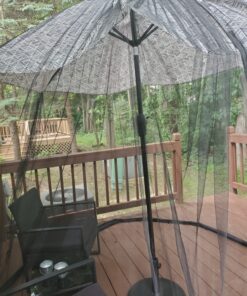 Patio Umbrella Mosquito Netting - Polyester Mesh Screen with Zipper Opening and Water Tube at Base to Hold in Place - Helps Protect from Mosquitoes - Fits 9FT Umbrellas and Patio Tables - Black 49 81jko21WgqL