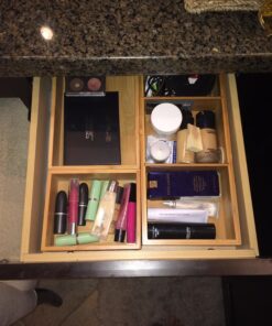 Seville Classics Bamboo Premium Organizer Storage Bins for Kitchen Silverware, Pantry, Closet, Office Desk, Pens, Utensils, Makeup, K Cup, Bamboo, Bin Set w/Dividers (5 Piece) Bin Set w/ Dividers (5 Piece) 30 81jm7Qz2dL