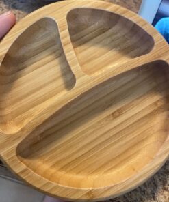 Avanchy Baby Plates Divided Bamboo with Suction for Babies Kids Toddler Food with Silicone Spoon for Feeding (Magenta) Magenta 34 81jmti6djJL