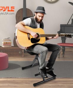 Alternative view of Pyle Portable Adjustable Musician Performer Stool - Folding Musicians Performance Chair, Drum Guitarist Keyboard Throne w/ Adjustable Padded Cushion Seat and Back, Foot Rest - Pyle PKST70