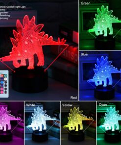 VSATEN 3D Dinosaur Night Light for Kids, 3D Illusion Lamp 3-Pattern & 16 Colors Change Decor Lamp with Remote Control & Smart Touch, Dinosaur Toys for 2 3 4 5 6+ Years Old Multicolor 20 81joMjWNrbL