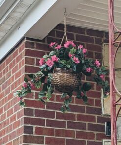 Nearly Natural Bougainvillea Basket Silk 1 Artificial Hanging Plant, 32 x 32 x 24, Green, Pink 51 81jpi4zYVL