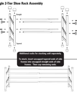 Household Essentials 2101 Expandable Two-Tier Shoe Rack | Adjustable Rods for Different Sizes | Chrome 12 81jqM0RhgjL