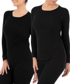 Fruit of the Loom Women's Micro Waffle Premium Thermal Underwear Tee Shirt X-Large Black/Black 11 81jqZcHKRVL