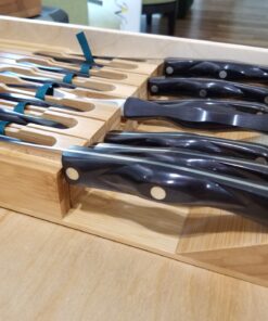 In-Drawer Bamboo Knife Block Holds 12 Knives (Not Included) Without Pointing Up PLUS a Slot for your Knife Sharpener! Noble home & chef Knife Organizer Made from Quality Moso Bamboo 12 Holder 45 81jrrf4BfkL