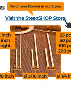 Alternative view of Wooden Dowel Rods 150 pcs - Wood Dowels 1/8 inch - Dowel Rod 12 inch 30cm-3mmØ - Thin Wood Dowels for Crafts - Unfinished Natural Wood Craft Sticks Hardwood Dowel Supplies