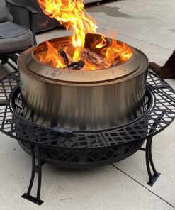 Sunnydaze 40-Inch Round Steel Fire Pit Table with Durable Spark Screen and Poker - Portable Design - Black - Diamond Weave 25 81jtqs49JTL