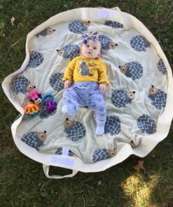 3 Sprouts Play Mat Bag – Large Portable Floor Activity Rug for Baby Storage - Hedgehog 25 81ju5vTJNoL