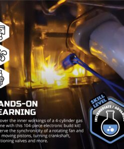 Discovery #MINDBLOWN Model Engine Building Kit, DIY 4-Cylinder Combustion Engine, Working Pistons Fan Valves Belts LED Lights, STEM Mechanic Engineering Construction Experiment Set, Kids & Adults Gift 19 81juDeWc 8L 1