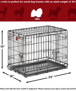MidWest Homes for Pets Small Dog Crate, Life Stages 24' Double Door Folding Metal Dog Crate | Divider Panel, Floor Protecting Feet, Leak-Proof Dog Pan| 24L x 18W x 19H Inches, Small Dog Breed 24.0"L x 18.0"W x 19.0"H Lifestages; Double Door 25 81jyjeO8F L
