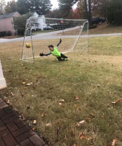 Franklin Sports Competition Soccer Goals - Backyard Portable Steel Soccer Goals - Adult + Youth Soccer Goal with Net + Ground Stakes Included - Multiple Sizes + Colors Non-Folding 12' x 6' Silver 36 81jyk0s04iL