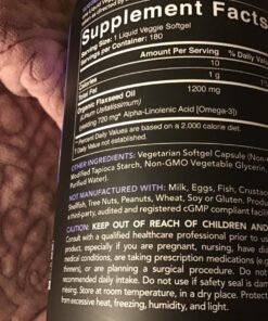 Sports Research Vegan Flaxseed Oil (1200mg) Herbal Supplement with Plant-Based ALA Omega 3 - Vegan Certified & Non-GMO Verified - Gluten, Soy & Carrageenan Free (180 Veggie Softgels) 29 81jyz83fAEL