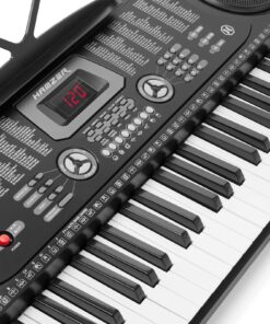 Hamzer 61-Key Electronic Piano Electric Organ Music Keyboard with Stand, Microphone, & Sticker Sheet - Black 21 81k0N5m2WZL