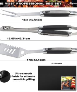 Alternative view of ROMANTICIST 21pc BBQ Grill Accessories Set with Thermometer - The Very Best Grill Gift on Birthday Wedding - Heavy Duty Stainless Steel Grill Utensils with Non-Slip Handle in Aluminum Case 21PCS BLACK