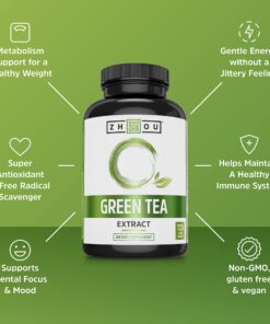 Zhou Green Tea Extract Capsules with EGCG, Natural Energy, Mental Focus, Immune Health, Antioxidant and Heart Support, Non-GMO, Vegan, Gluten Free, 120 Capsules 25 81k2w3oMOgL