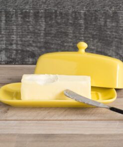 Now Designs Stoneware Rectangle Butter Dish with Lid, Lemon Yellow 4.5 x 8 in 10 81k3tZzWk4L