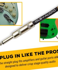 Alternative view of GLS Audio Instrument Cable - 1/4 Inch TS to 1/4 Inch Instrument Cable for Bass/Electric Guitar- Brown/Yellow Braided Tweed, 15ft 15 Ft. Straight Gold