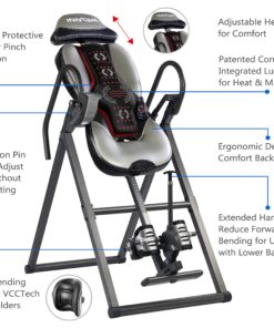 INNOVA HEALTH AND FITNESS ITM5900 Advanced Heat and Massage Inversion Table, Gray/Black 45 81k5YVwgdkS