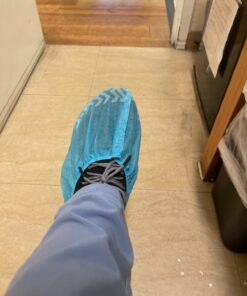 G & F Products - 13033 Premium 100 Pack (50 Pairs ) Disposable Boot & Shoe Covers Slip - Resistant fits up to size 11 US Men and 13 US Women, Blue, Large Slip-resistant Large 100 Pack 40 81k6CmBo NL 2