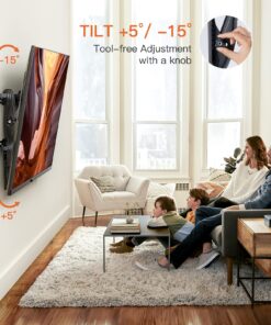 Perlegear Tilting TV Wall Mount for Most 37-75 inch TVs, Large Low Profile TV Mount Wall Bracket for Flat Curved LED LCD OLED TVs, Fits 16, 18, 24 Inch Studs Max VESA 600x400mm Support Up to 132lbs 14 81k7LCspRtL