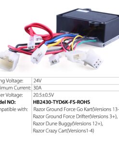 Alternative view of 24V Control Module, 7 Connectors, 6-Pin Throttle, Model: HB2430-TYD6K-FS-ROHS, Fit for Razor Ground Force Drifter (V3+), Crazy Cart (V1-4), Dune Buggy(V12+), Razor Ground Force Go Kart (V13+)