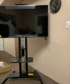 PERLESMITH Rolling/Mobile TV Cart with Wheels for 32-82 Inch LCD LED 4K Flat Screen TVs - TV Floor Stand with Shelf Holds Up to 100 lbs, Height Adjustable Trolley Max VESA 600x400mm- PSTVMC05 41 81k9NceyW1L