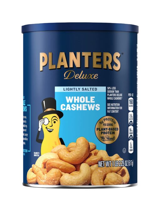 Planters Lightly Salted Deluxe Whole Cashews (1lb 2.25oz Canister) 1.14 Pound (Pack of 1)