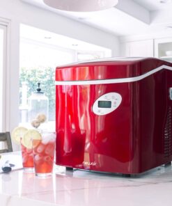 NewAir Portable Ice Maker 50 lb. Daily | Red | 3 Size Bullet Shaped Ice | First Batch Under 10 Minutes | Self Cleaning Quiet Operation Countertop Ice Machine | AI-215R 24 81kA5AL9KTL