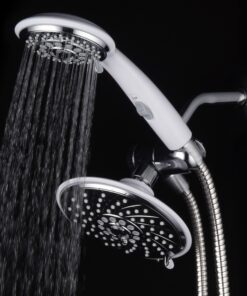 HotelSpa 30-Setting Ultra-Luxury 3 Way Rainfall Shower-Head/Handheld Shower Combo with Patented ON/OFF Pause Switch (Dual White/Chrome Finish) 5 ft Hose Chrome & White 24 81kADkBFvL