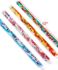 Playlearn 4pk 12.5” Spiral Glitter Wands - Wide Diameter - Sensory Wands for Kids - Glitter Tube Wonder Wand - Calming Toys - Large Size 12 81kBPBM1KuL