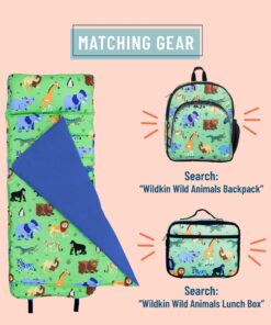 Wildkin Original Nap Mat with Reusable Pillow for Boys & Girls, Perfect for Elementary Daycare Sleepovers, Features Hook & Loop Fastener, Cotton Blend Materials Nap Mat for Kids (Wild Animals) Wild Animals 19 81kBiICvjqL