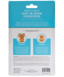 Paws & Pals Dog Brush - Gentle Soft Hair Rake Trimming Comb - Best for Shedding Dogs-Cats, Thick Long Short Haired Pet, Coat Grooming & Cat Hair Fur Removal - Self Cleaning - Deshedding Supplies 29 81kCVqX7VML