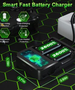 Ponkor Rechargeable Battery Packs for Xbox Series X|S/Xbox One, 2x2600mAh Batteries with High-Speed Charging Station for Xbox One S/Xbox One X/Xbox One Elite Controller 32 81kCzvT3I3L