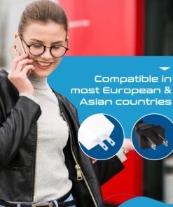 Ceptics USA, Canada to European Plug Adapter - Type C Adapter compatible in Europe, Canada to European travel plug adapter Ideal for Phones, Camera & more - CE Certified - RoHS Compliant - 6 Pack 19 81kHGdAFxL