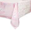 Pink Stitching Baby Shower Plastic Tablecloth, 84" x 54"