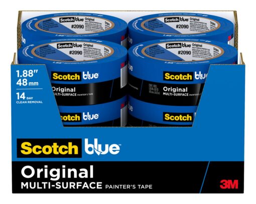 ScotchBlue Original Multi-Surface Painter's Tape, 1.88 Inches x 60 Yards, 12 Rolls, Blue, Paint Tape Protects Surfaces and Removes Easily, Multi-Surface Painting Tape for Indoor and Outdoor Use