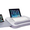Sofia + Sam Multi Tasking Lap Desk with Slide Out Mouse Deck | Tablet and Phone Slots | Fits Laptops Up to 15" | Tablets Up to 9.6" | Smart Phones Up to 4" | Silver | Wrist Wrest | Home Office