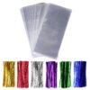 Sannigora 300 Pack 5" x 11" Clear Cello Treat Bags 1.4mil OPP Plastic Bags with 6 Mix Colors Twist Ties Good for Wedding Cookie Gift Candy Bakery Supply Valentine Chocolates 5x11 Inch (Pack of 300) 30 81kJMs5RrHL