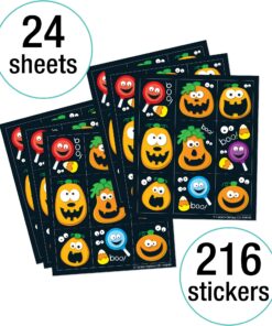 Alternative view of Carson Dellosa 216 Halloween Stickers for Kids, Vinyl Waterproof Self Adhesive Pumpkin Stickers, 24 Sticker Sheets for Treat Bags, Halloween Party Favors, Reward Stickers, Halloween Classroom Decor